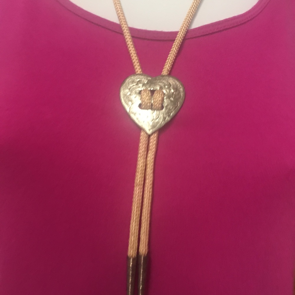 Western Baby Pink Bolo with Silver Heart & Ends - Picture 6 of 7